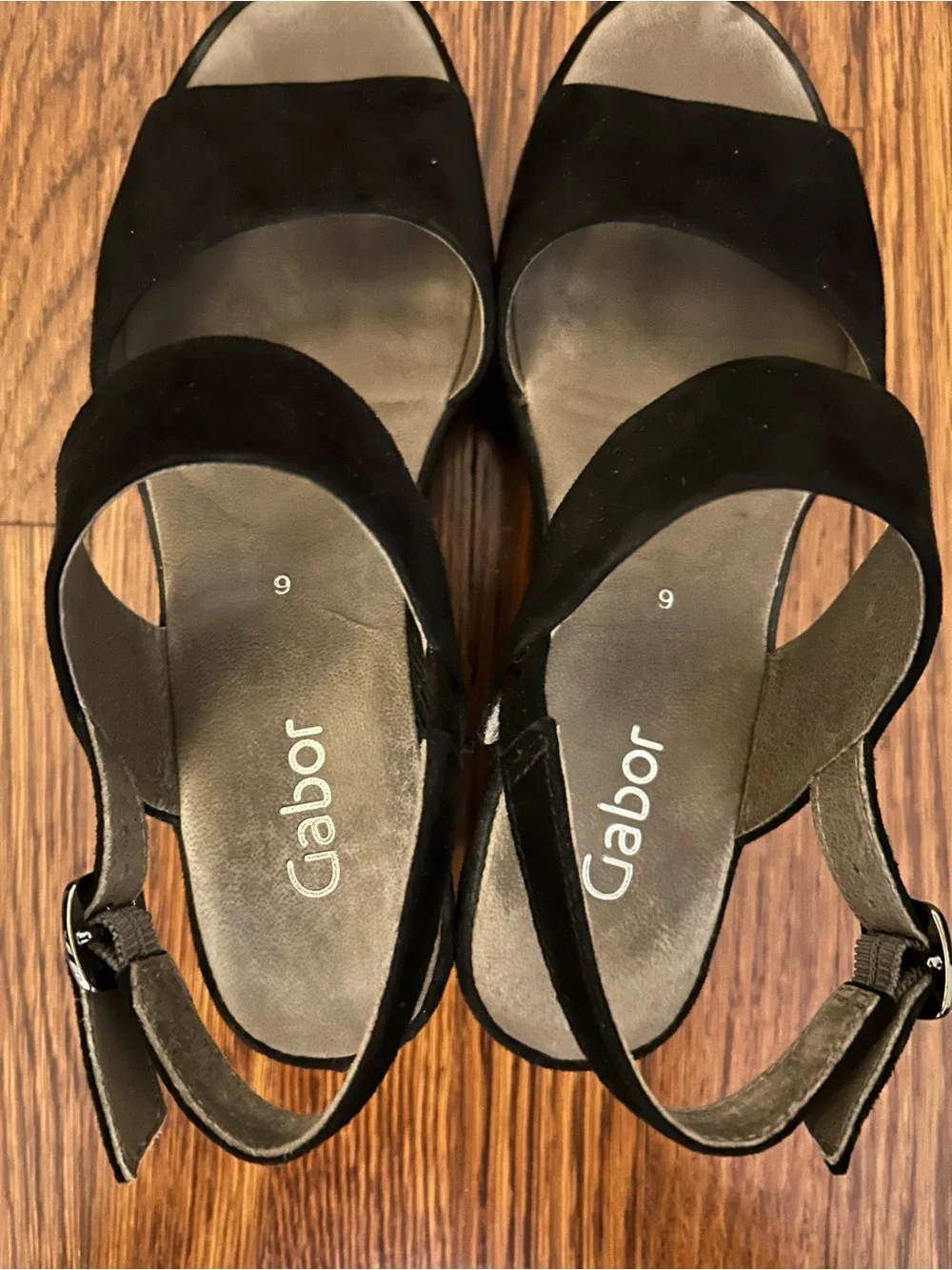 Gabor Women's Black Platform Sandals - Classic Strappy Wedge 8.5 (US) | 6 (UK)